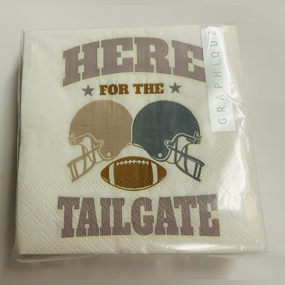 New 40 Football Paper Napkins "Here for the Tailgate" Helmuts Graphique - Picture 7 of 9